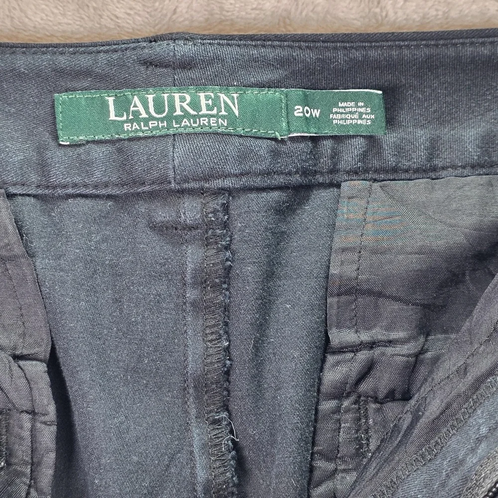 Lauren Ralph Lauren Dress Shorts Womens Plus 20W Black Stretch Chino Flat Front‎